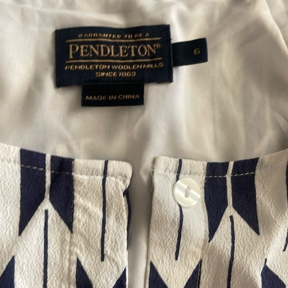 Vintage look Pendleton Flora Women's Dress Indigo Arrow Stripe - Picture 3 of 9